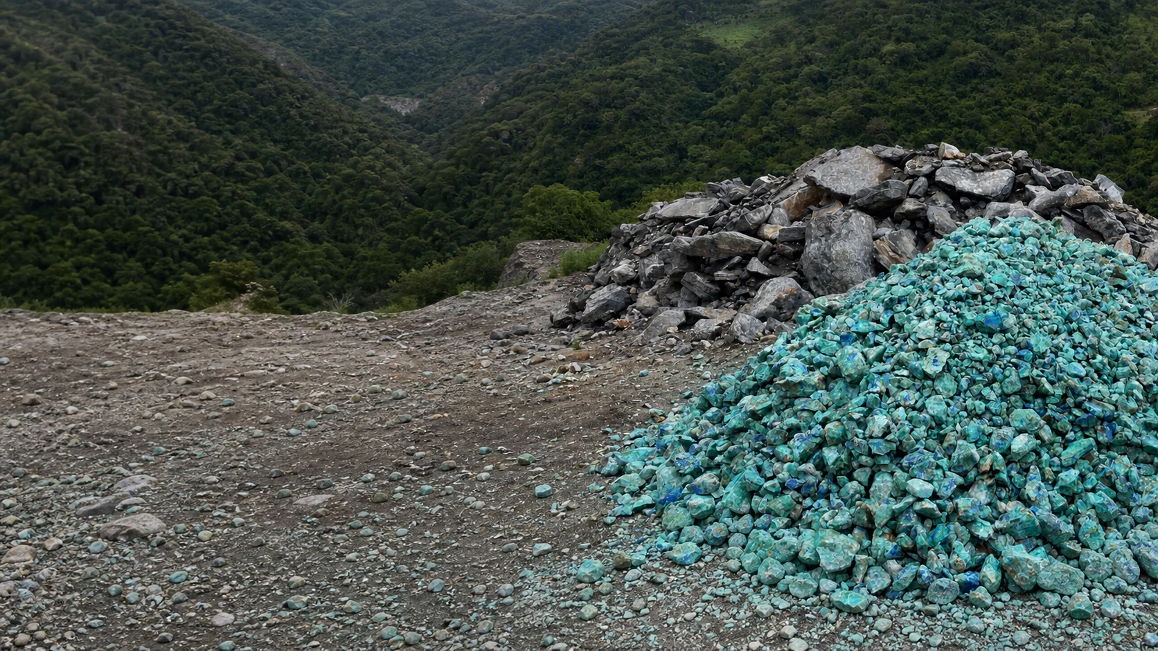 Copper-bearing ore at a Tanzanian mine site